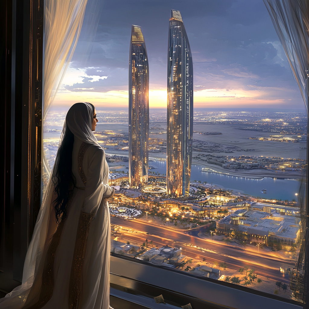 Incredible 3D render of Abu Dhabi cityscape in 2024.