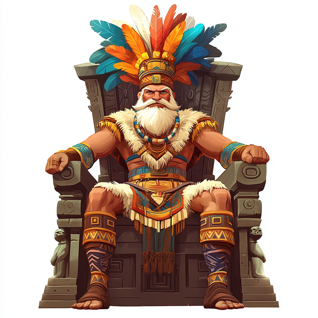 Indian King with Feathered Crown, Pixar-Style Cartoon 