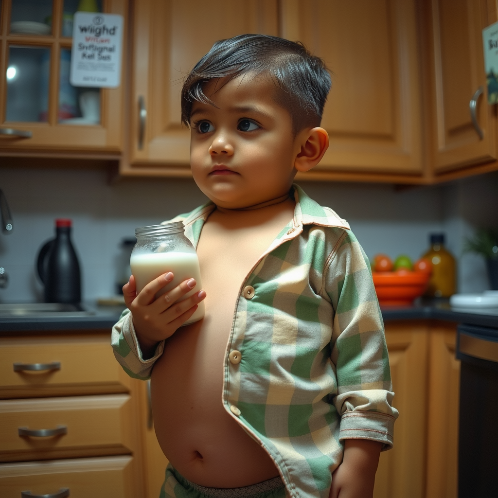 Indonesian Boy Drinking Weight Gain Milk at Night