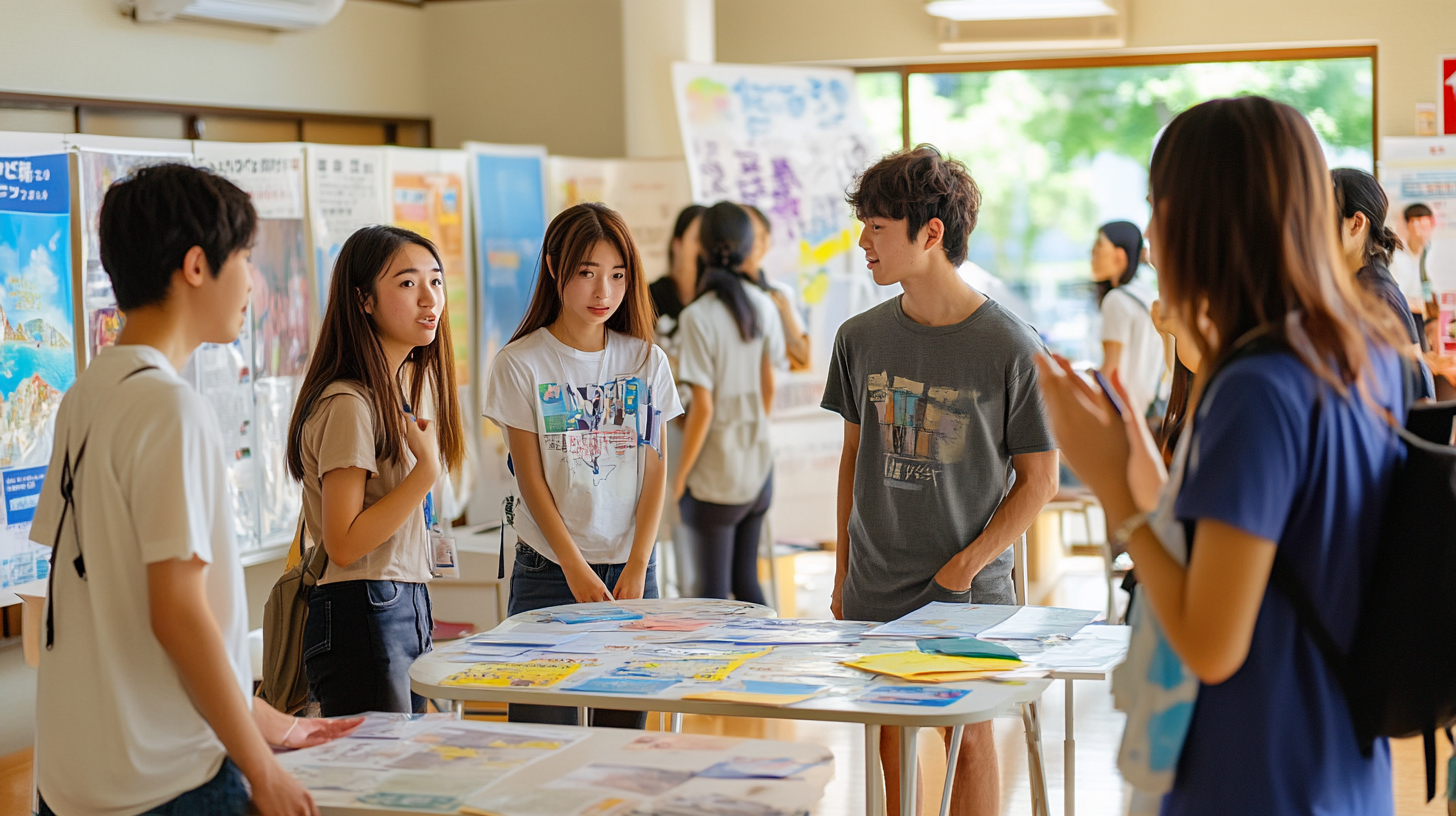 Indoor event in Japan for regional relocation discussion.