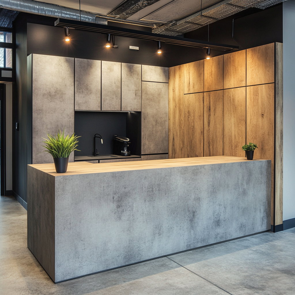 Industrial-Style Kitchen and Reception Combination