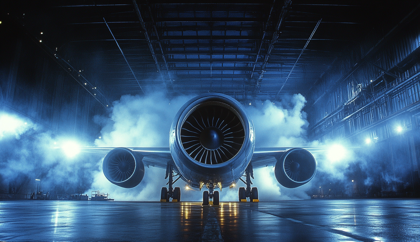 Industrial airplane engine testing on Kodak film stock.