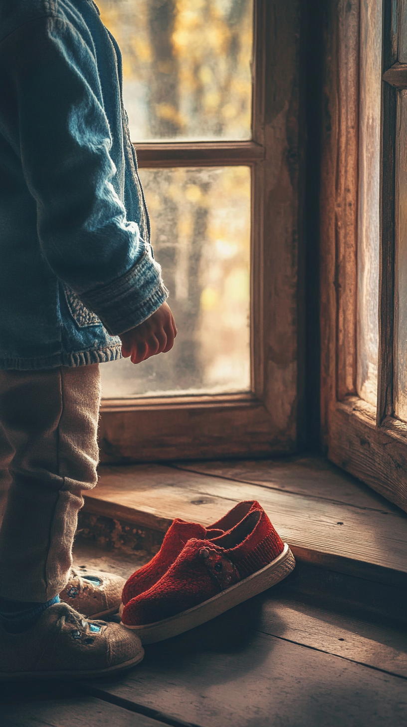 Inheriting handmade shoes: a child's curious delight