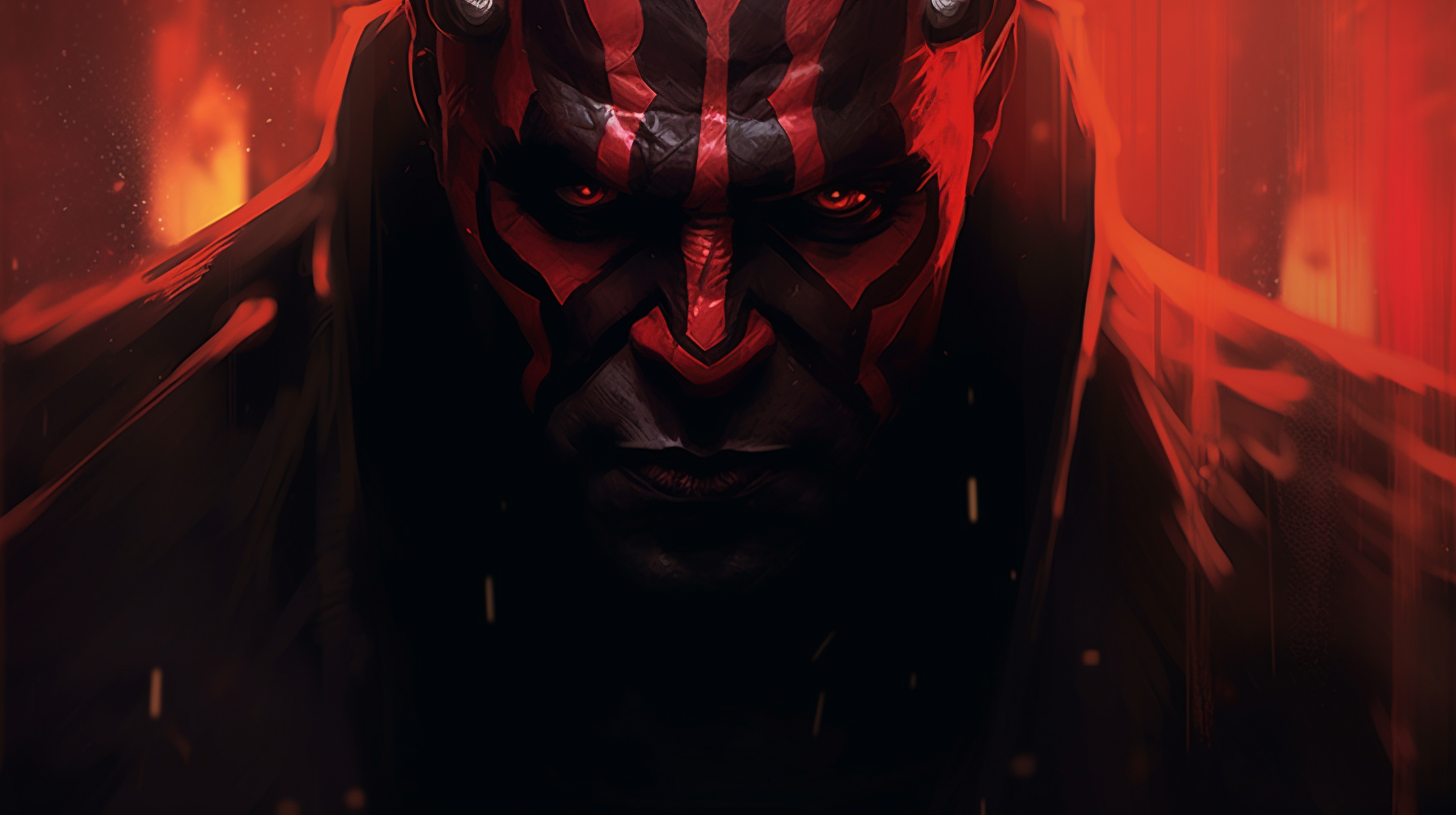 Intense Sith Figure: Red eyes, black hood, flames