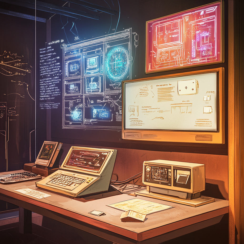 Interactive AI Exhibit with Old & Modern Tech Display