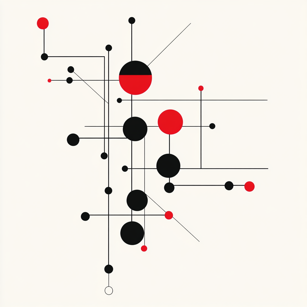 Abstract Design: Geometric Shapes in Bold Red