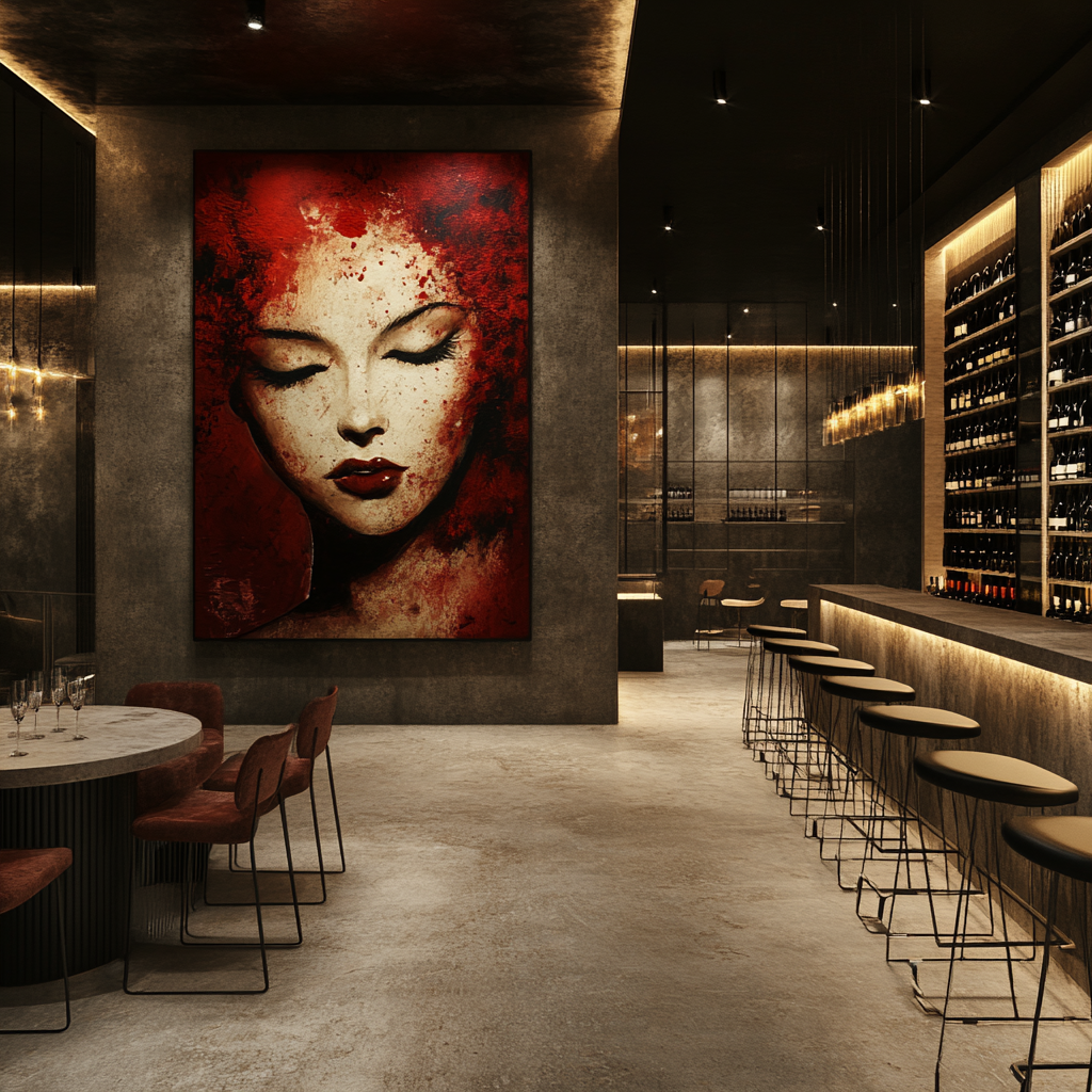 Interior design concept for high end art gallery/wine bar