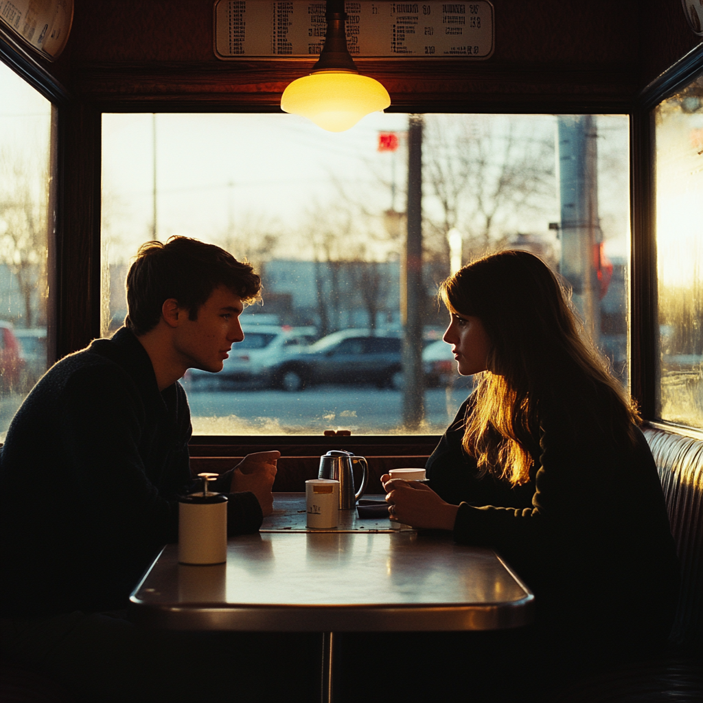 Intimate Moment in Classic Diner Setting