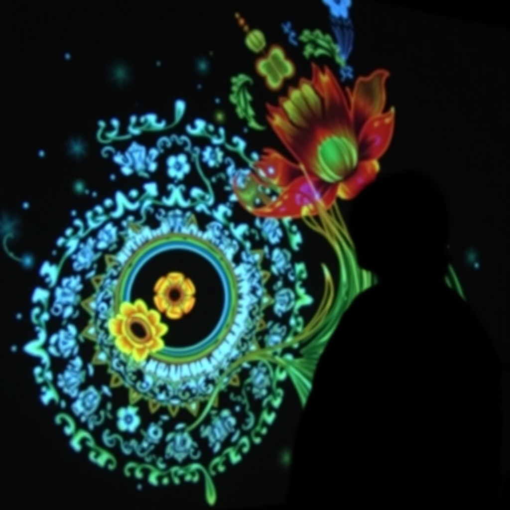 Invisible People in a Colorful Projection Mapping Art.