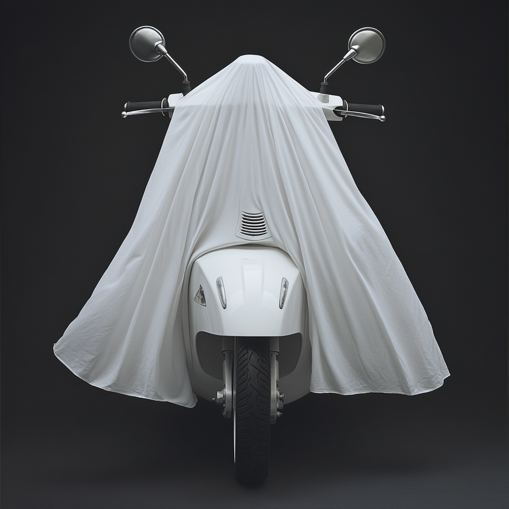 Invisible Vespa Covered by Flying White Sheet