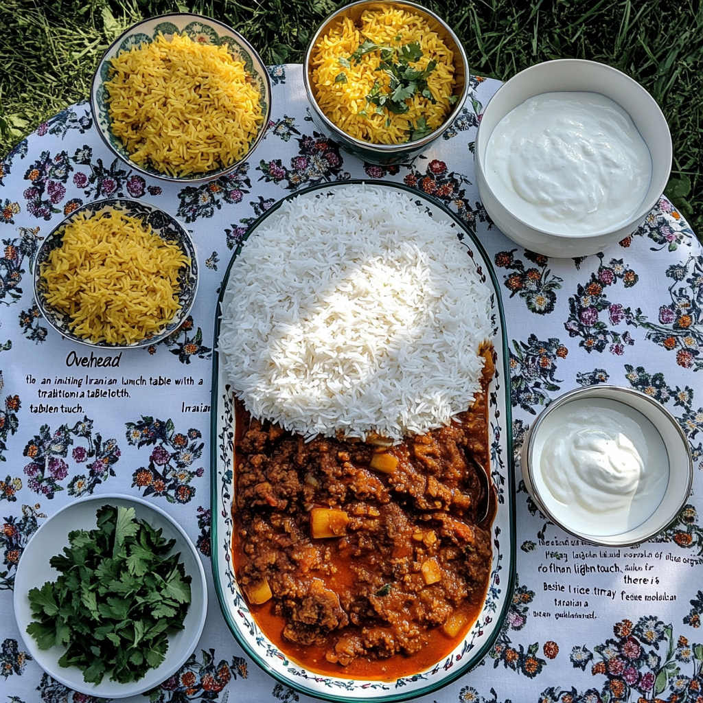 Iranian Homely Lunch Table on Green Lawn