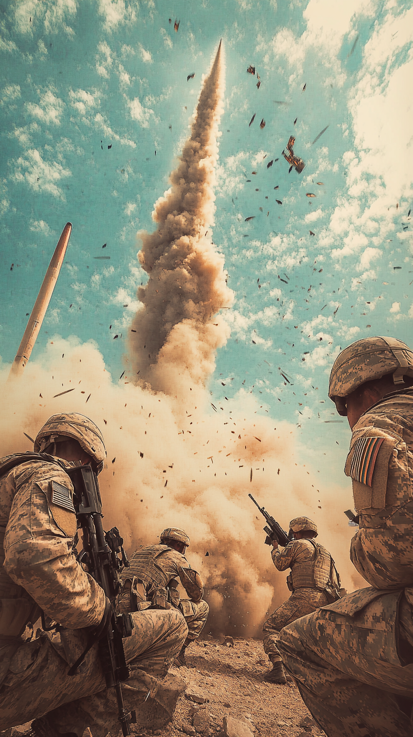 Iraqi soldiers react to sonic boom in fear.