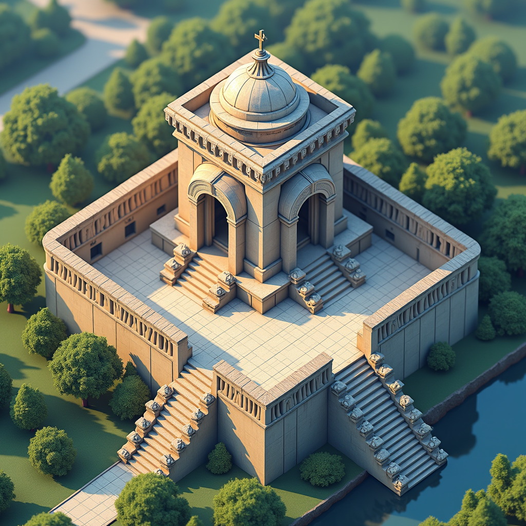 Isometric Mausoleum Buildings in Fortnight Style