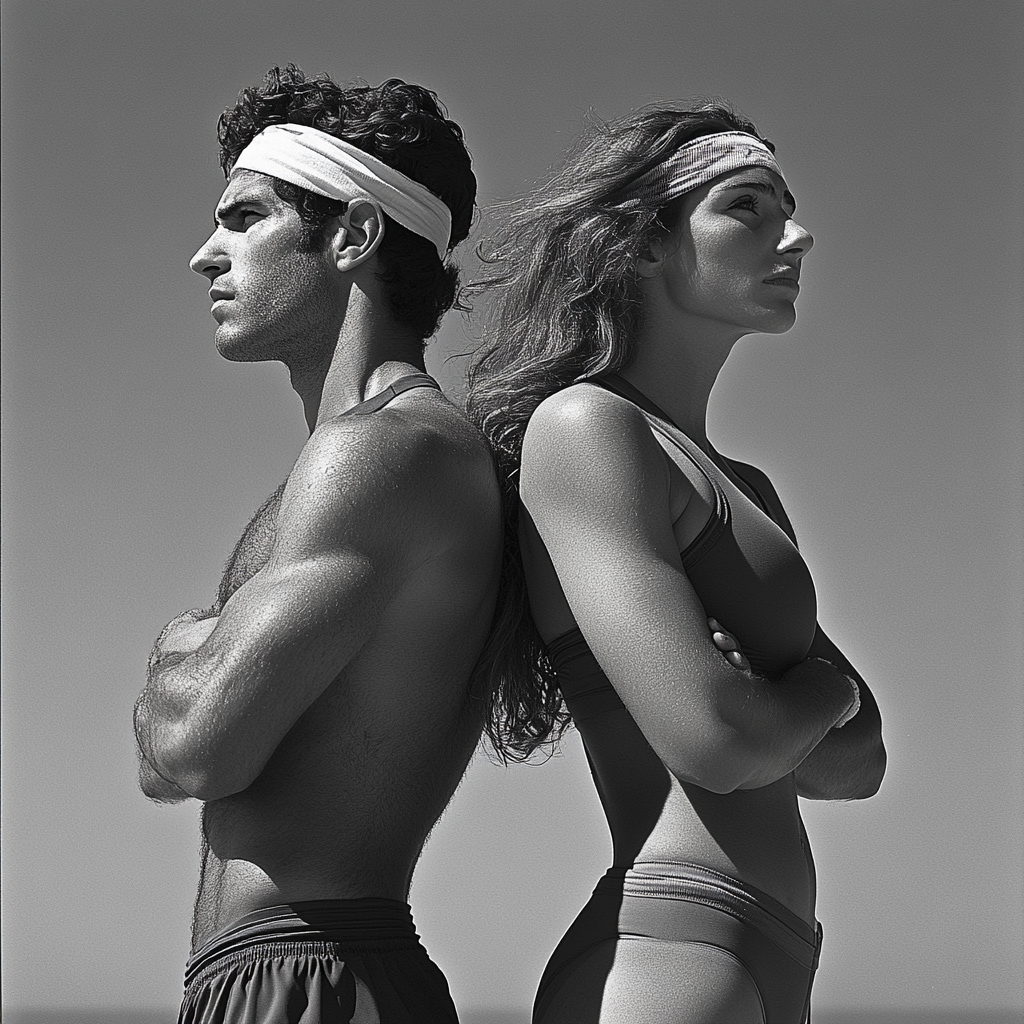 Israeli man and woman in 70's sports gear