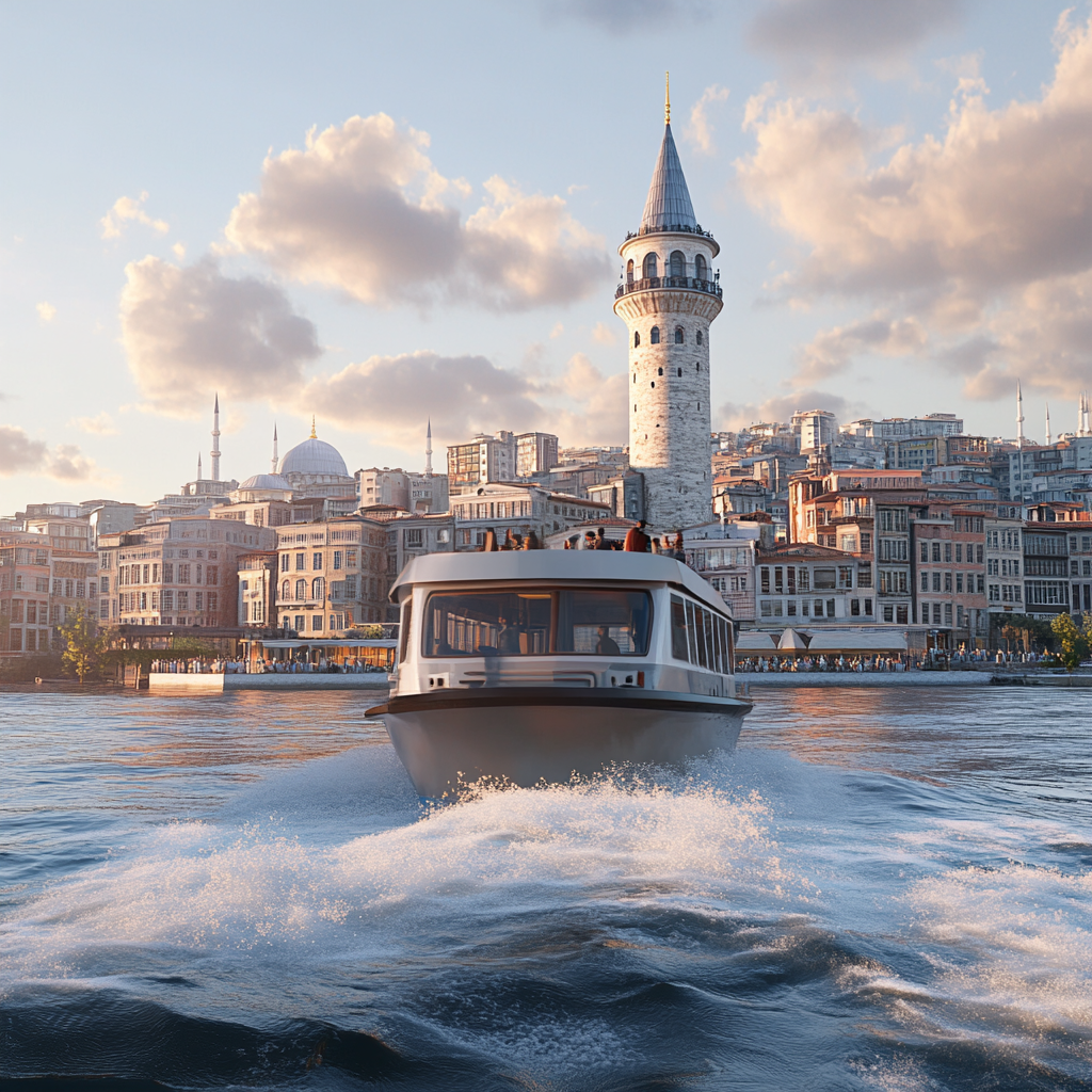 Istanbul City View with Galata Tower 3D Render