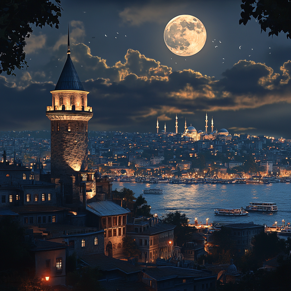 Istanbul City View: Fascinating 3D Render with Maiden Tower