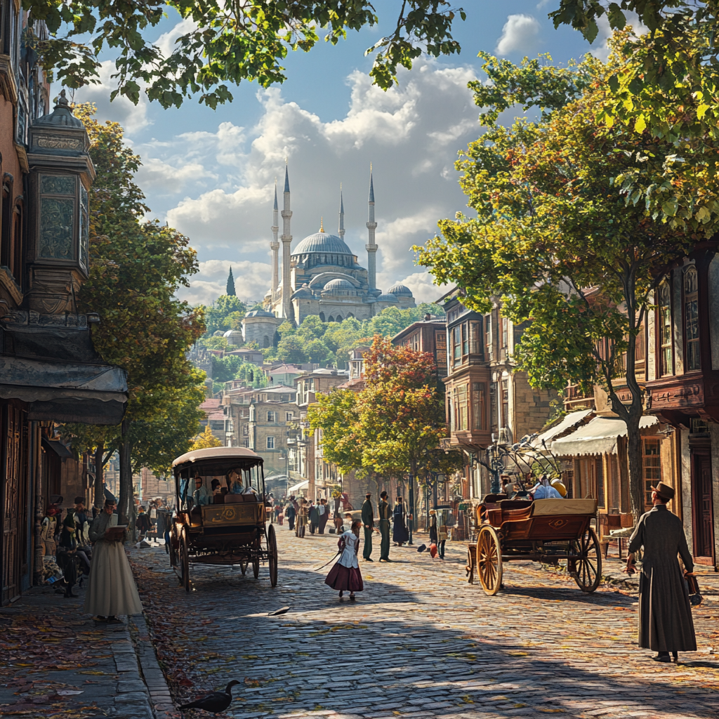 Istanbul Past 1900s Photographic View 3D Render