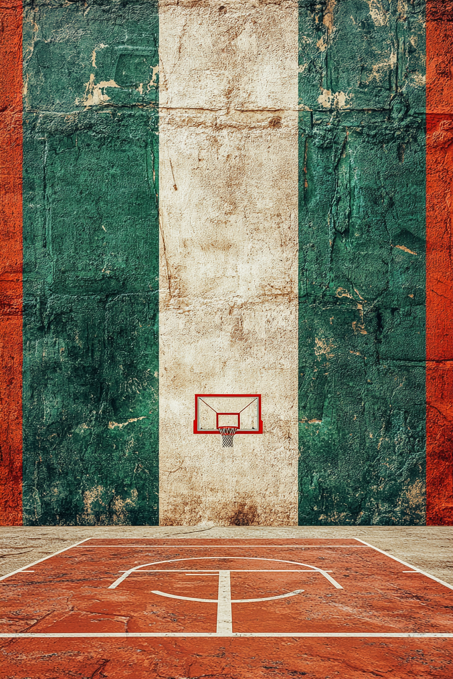 Italian flag basketball court design with realistic details.