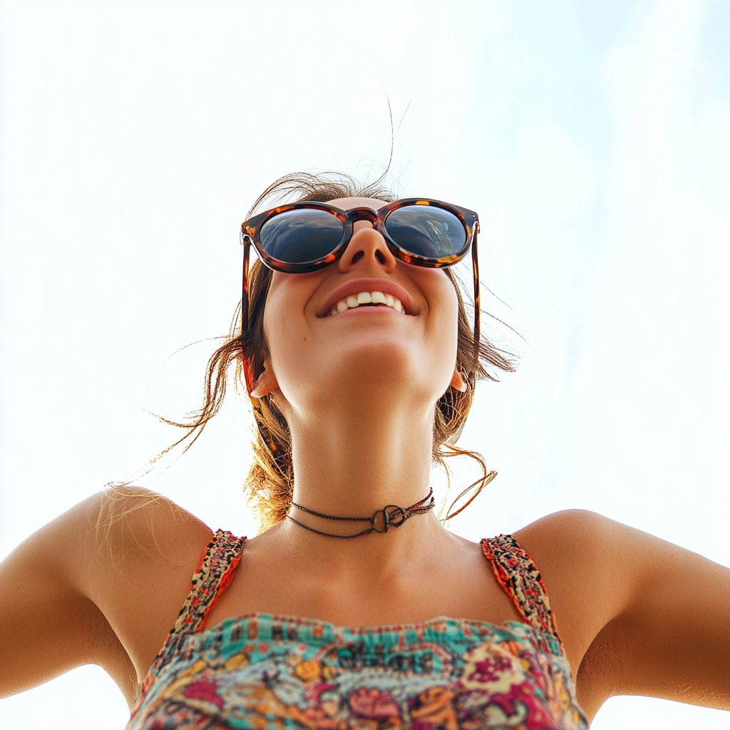 Italian tourist woman with sunglasses likes exploring Gastronomic Tourism.