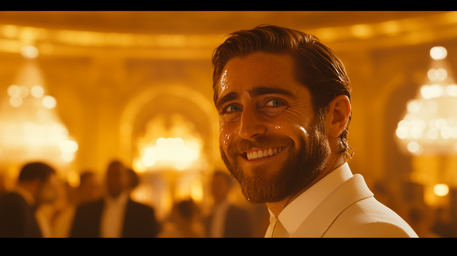 Jake Gyllenhaal Cries in White Suit - Inspiring Image