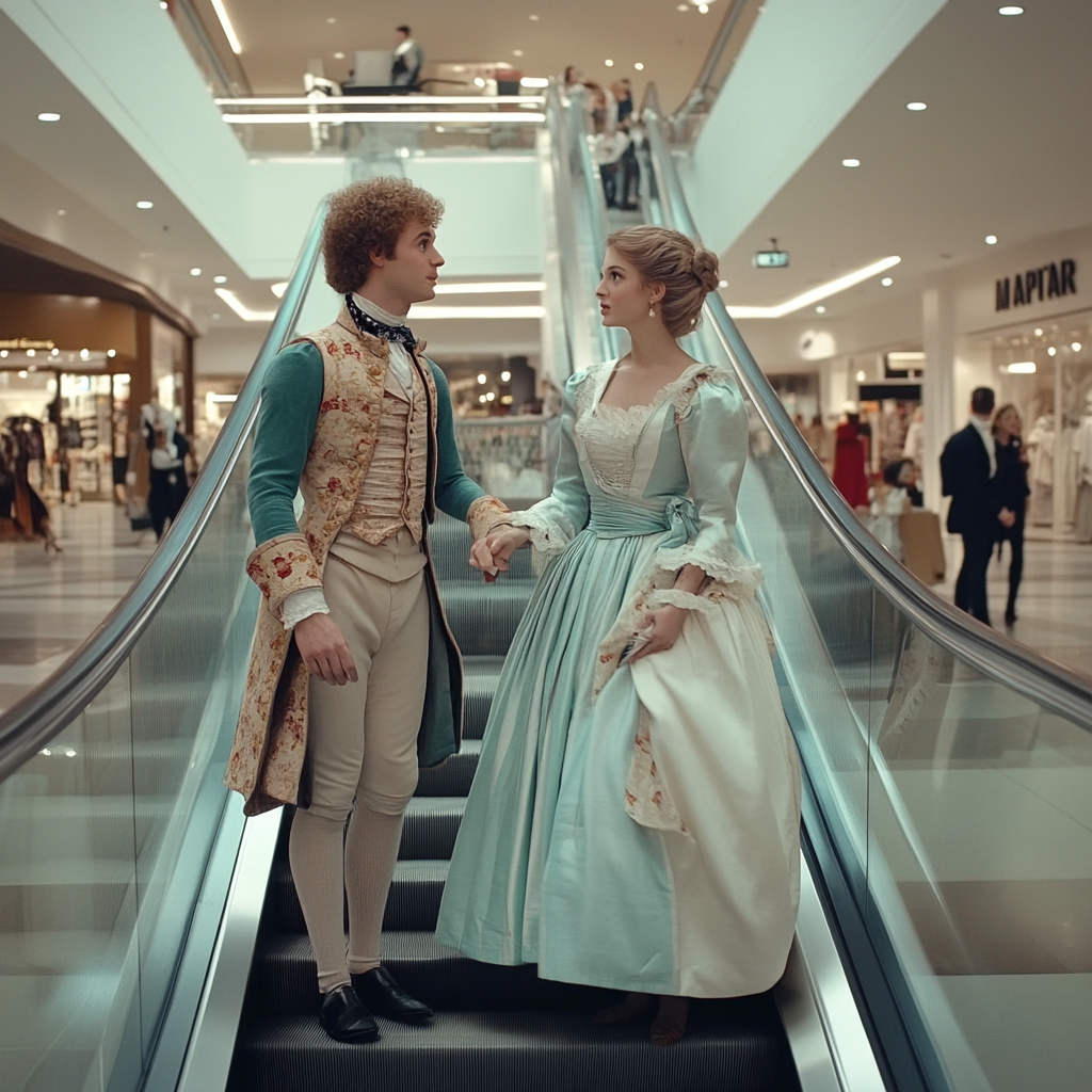 Jane Austen characters act in a hilarious mall.