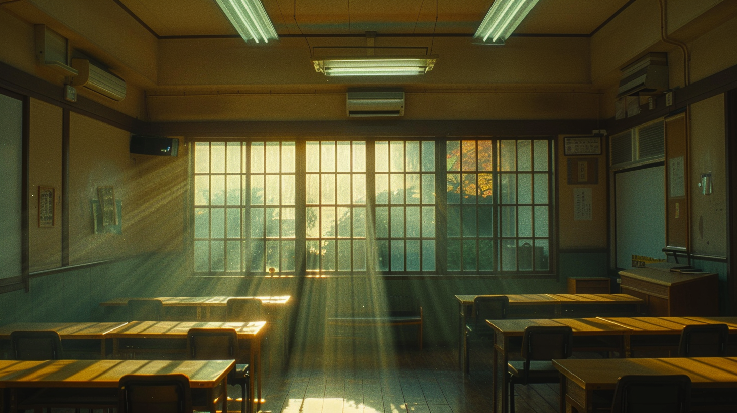 Japanese Classroom with Sunlight