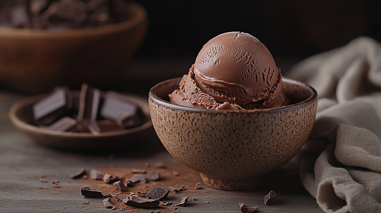 Japanese Japandi Style Bowl Chocolate Gelato Photo