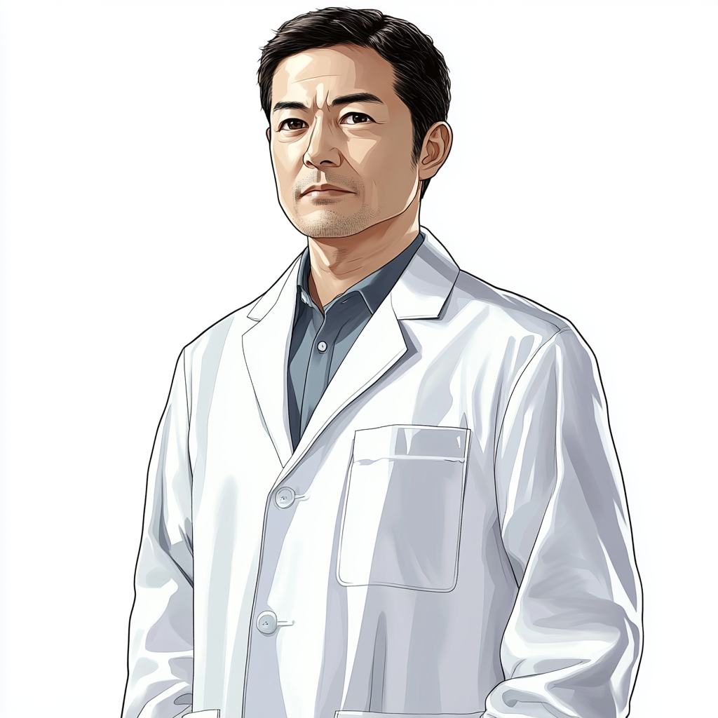 Japanese Scientist in Lab Coat Portrait