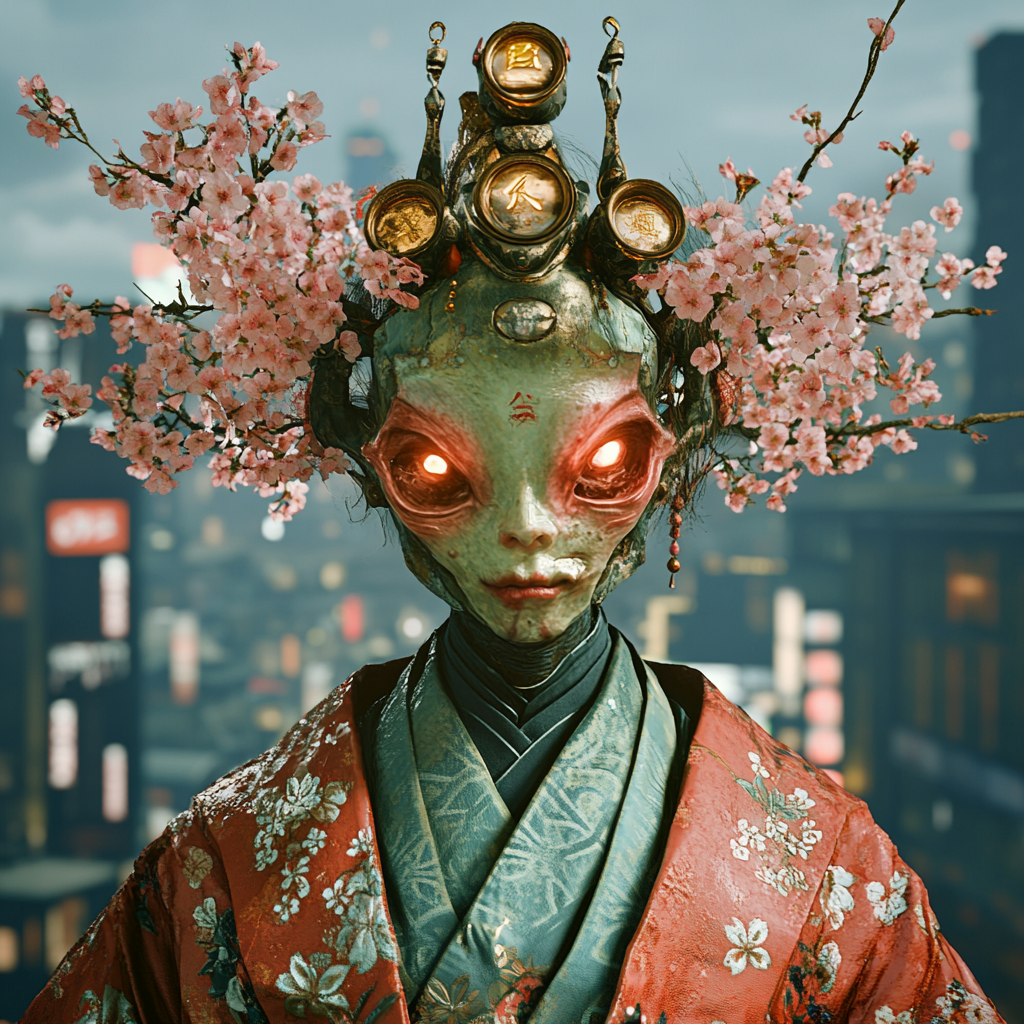 Japanese Yokai Cherry Blossom Fairy in Edo Period 