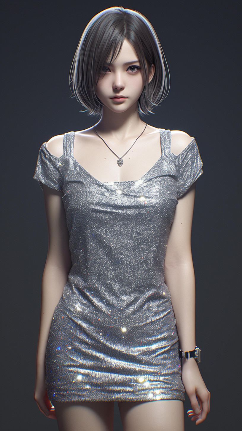 Japanese girl in metal dress, ultra realistic photography