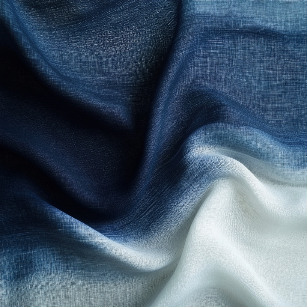 Japanese-inspired fabric with gradient blue and white fibers.