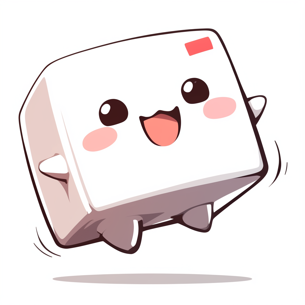 Japanese style chibi tofu character with cute design.