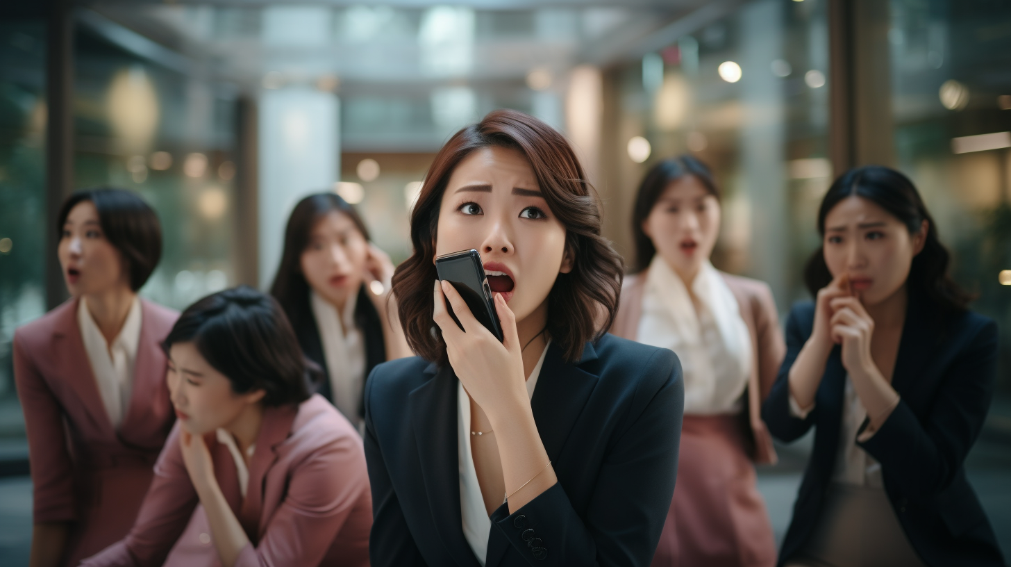 Japanese business women in urgent call