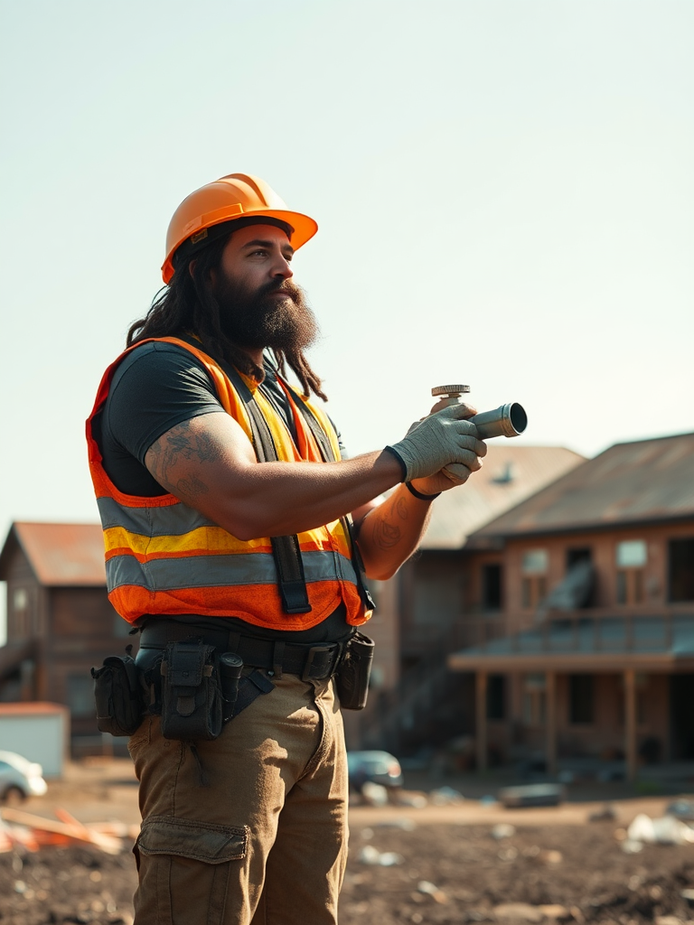 Jason Momoa at burnt school construction site