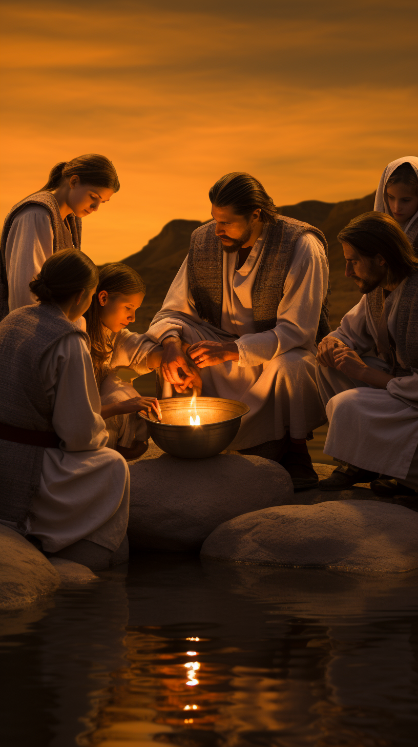 Jesus washing the disciples' feet in ultra-high resolution.