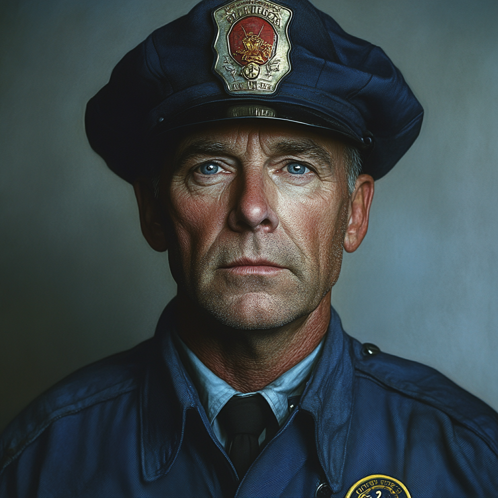 John, 45-year-old firefighter in realistic photo