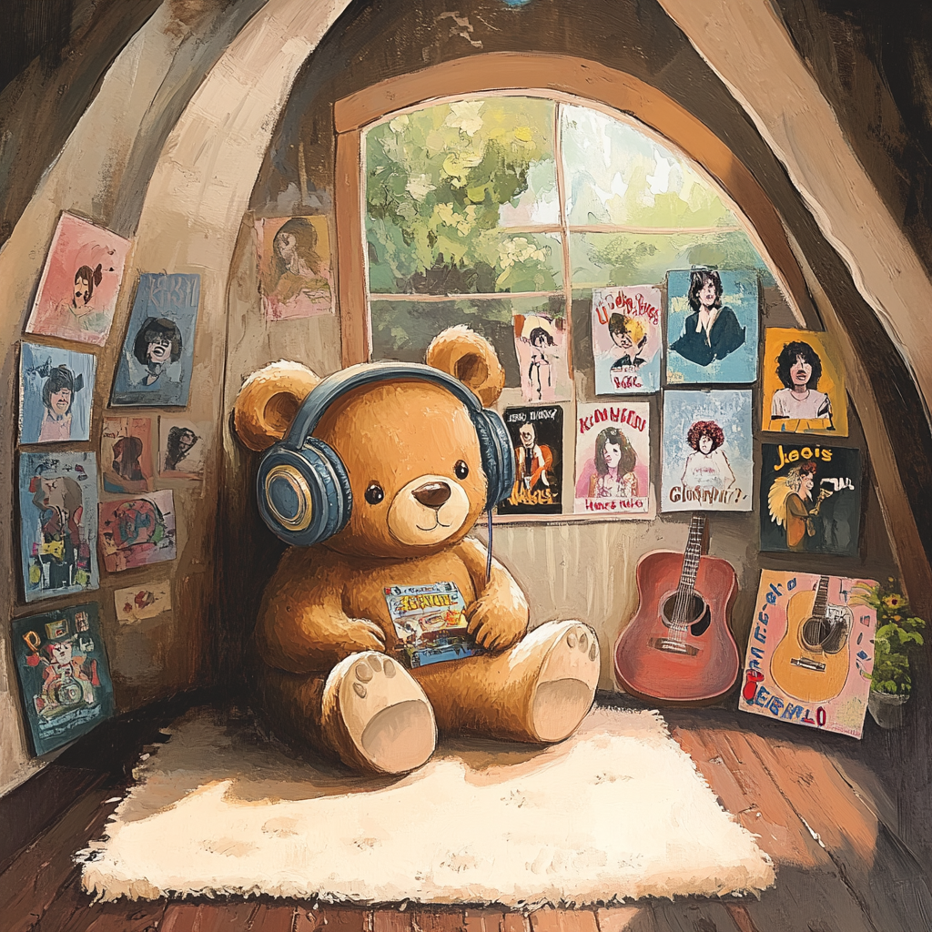 Jonny's Cozy Bear Cave Listening to Music