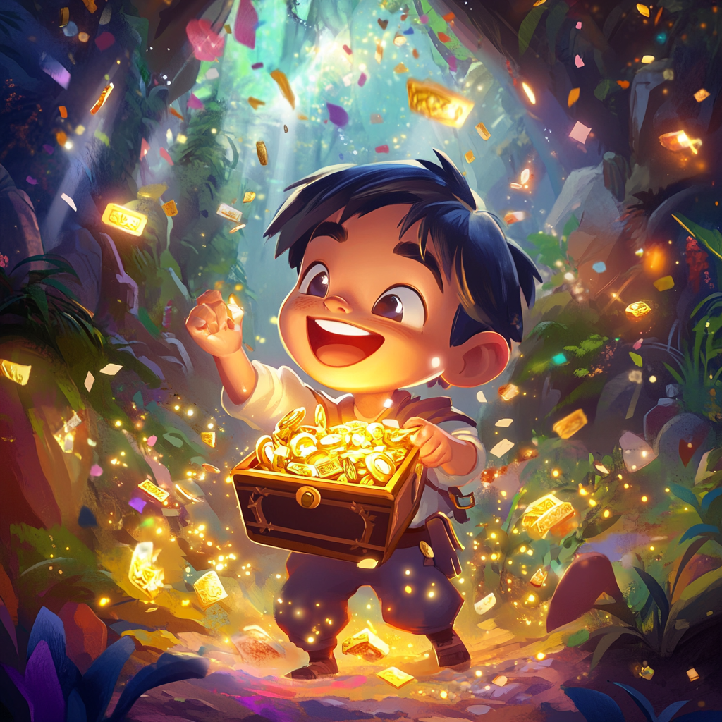 Joyful Disney-style Treasure Discovery Portrait for Smartphone