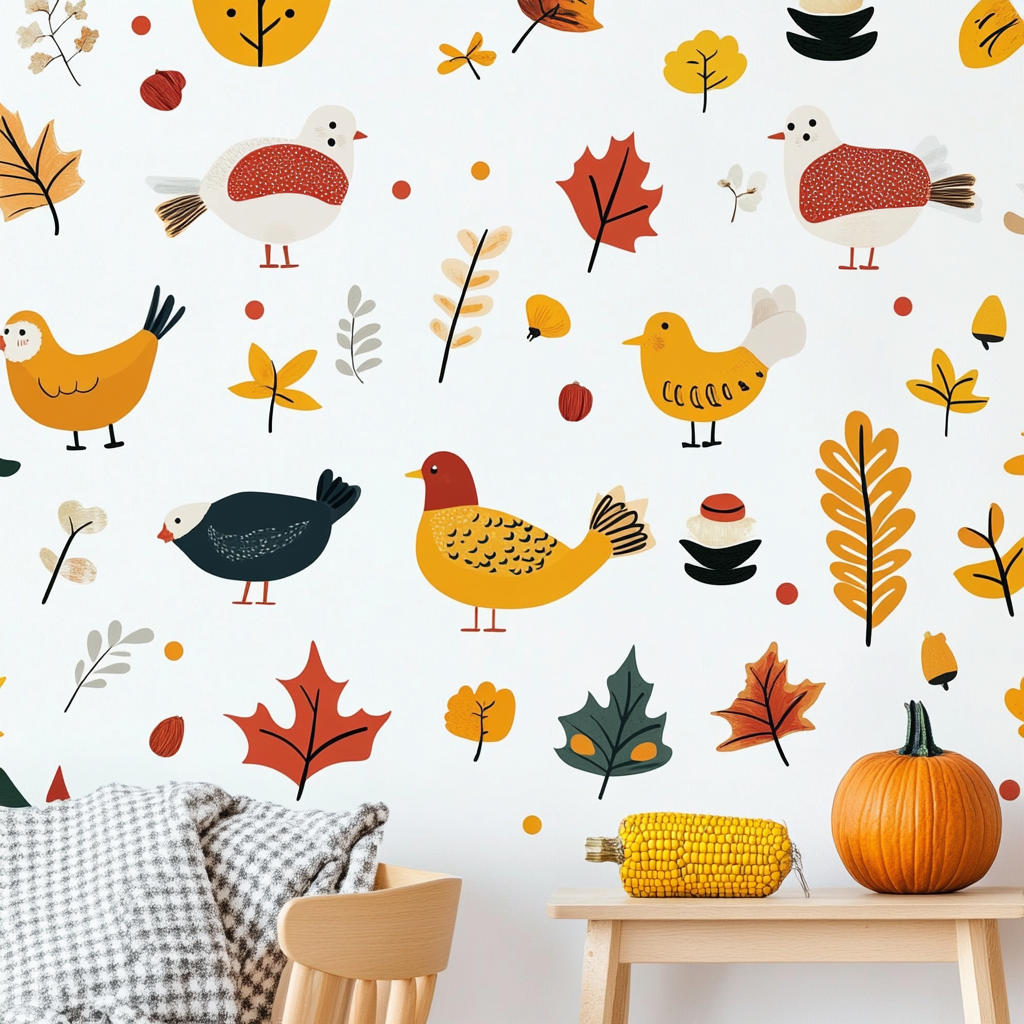 Joyful Thanksgiving Decal with Festive Autumn Elements