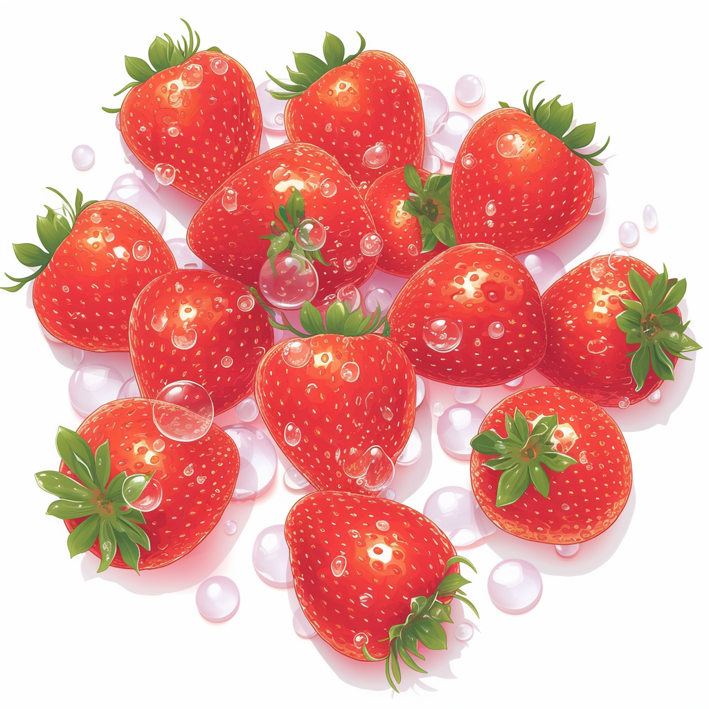 Juicy Strawberry Slide with Ice, Vector, 4K