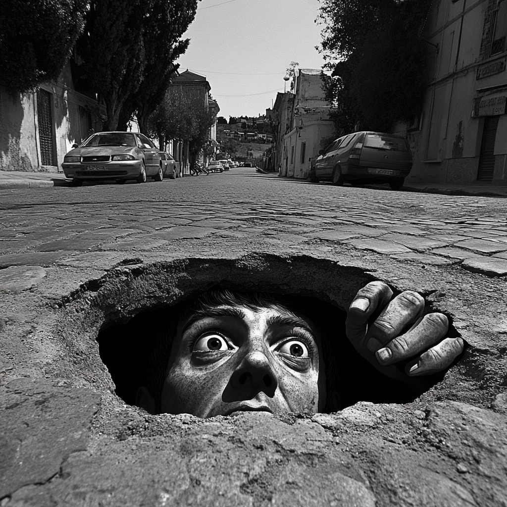 Julius Caesar peeks out of pothole in Rome