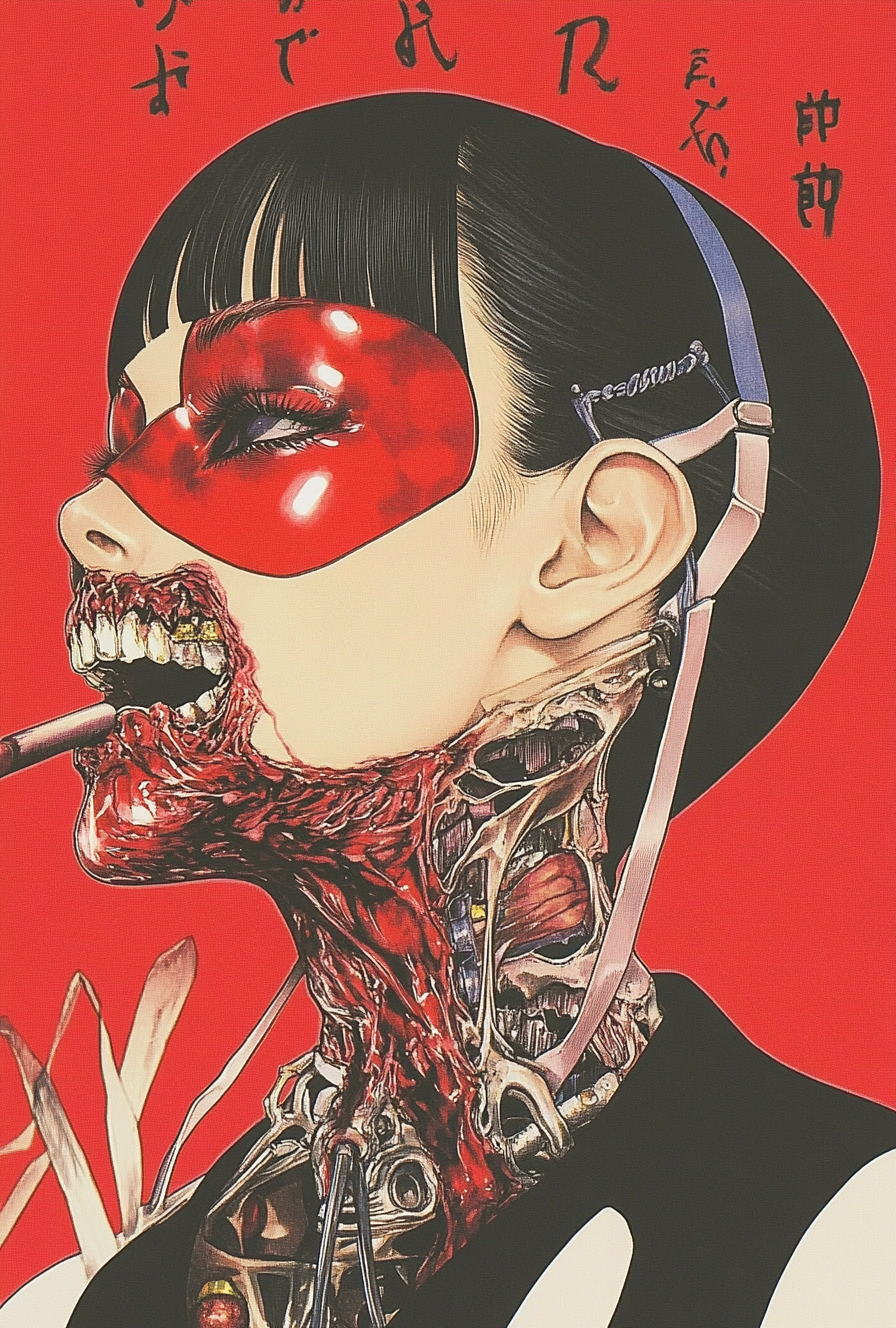 Junji Ito's Cyborg Female Manga Character in Latex