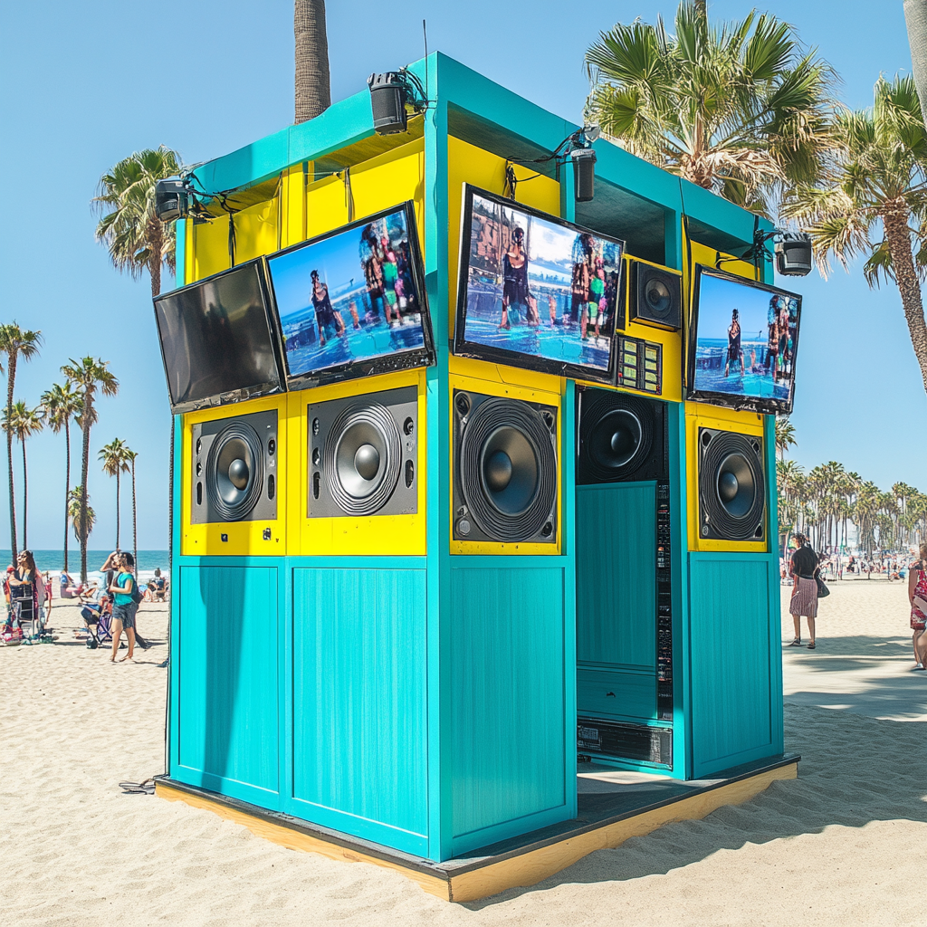 Karaoke Booth at Sunny Muscle Beach Scene