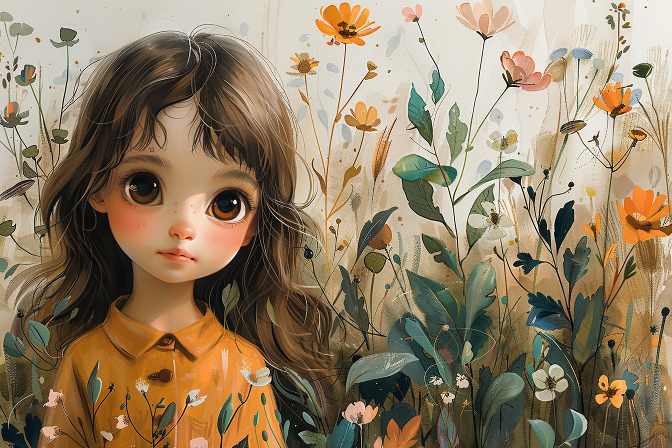 Karina's Whimsical Garden Exploration in Six Panels