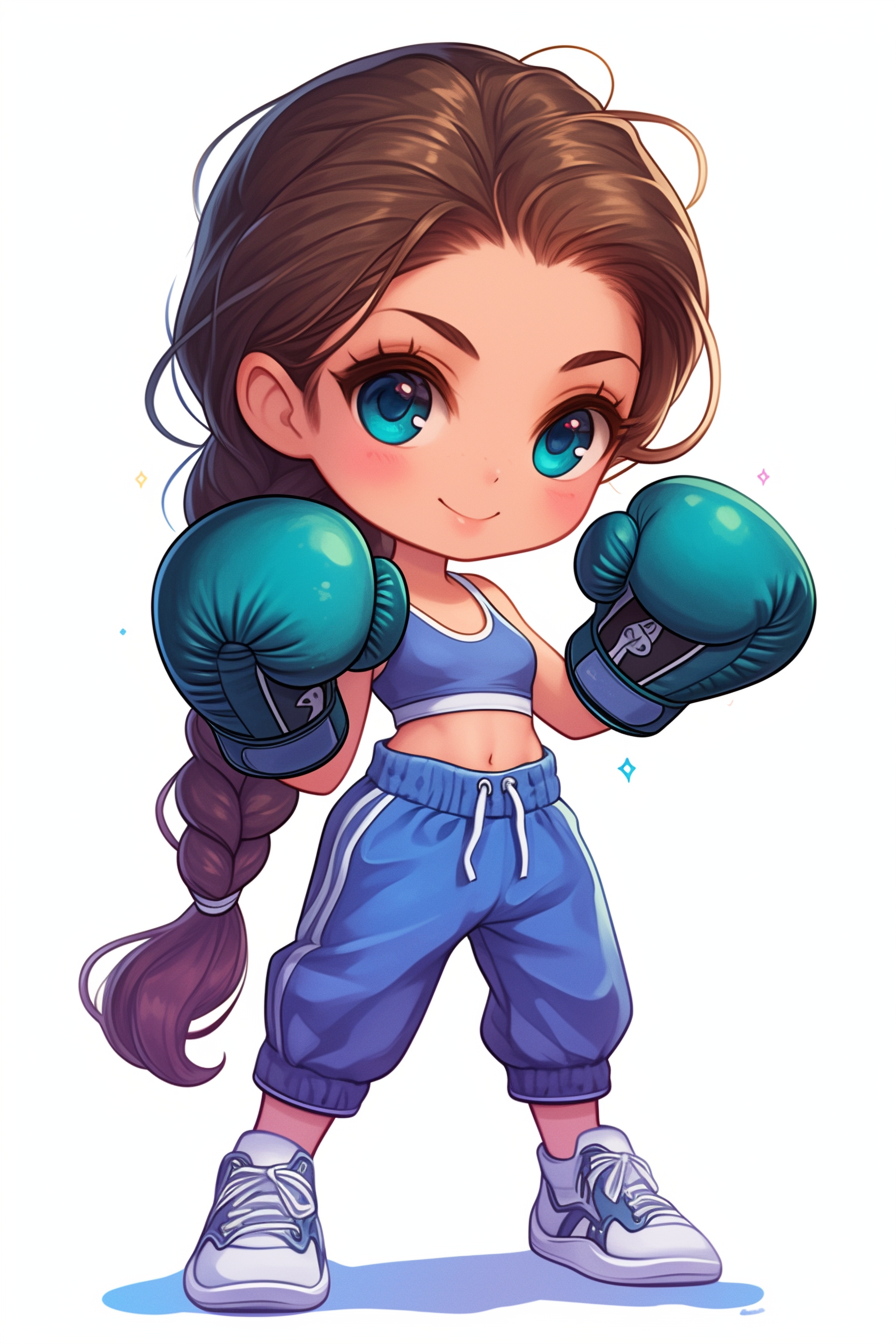 Kawaii Style Girl in Boxing Gloves