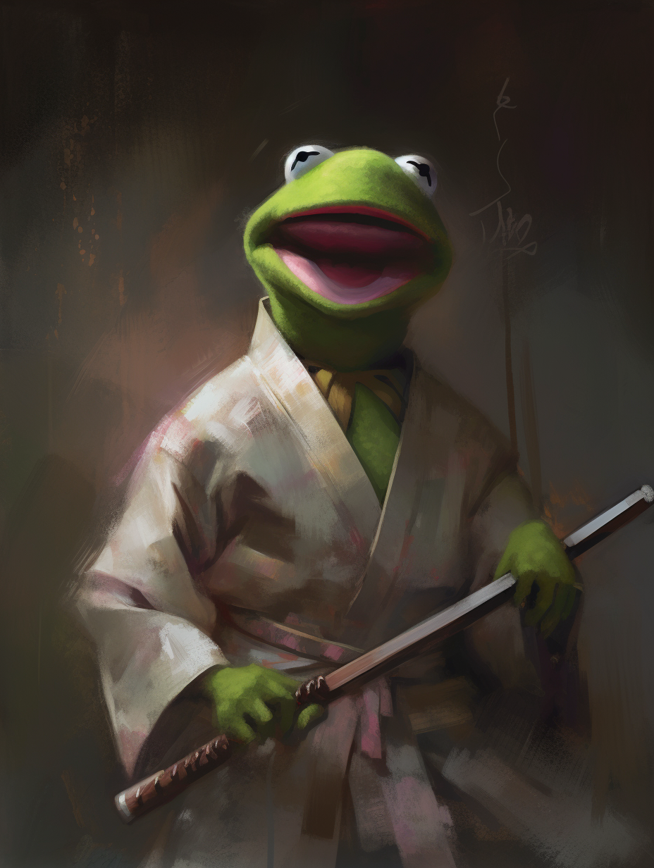 Kermit the Frog Holds Metal Bat, Smiling