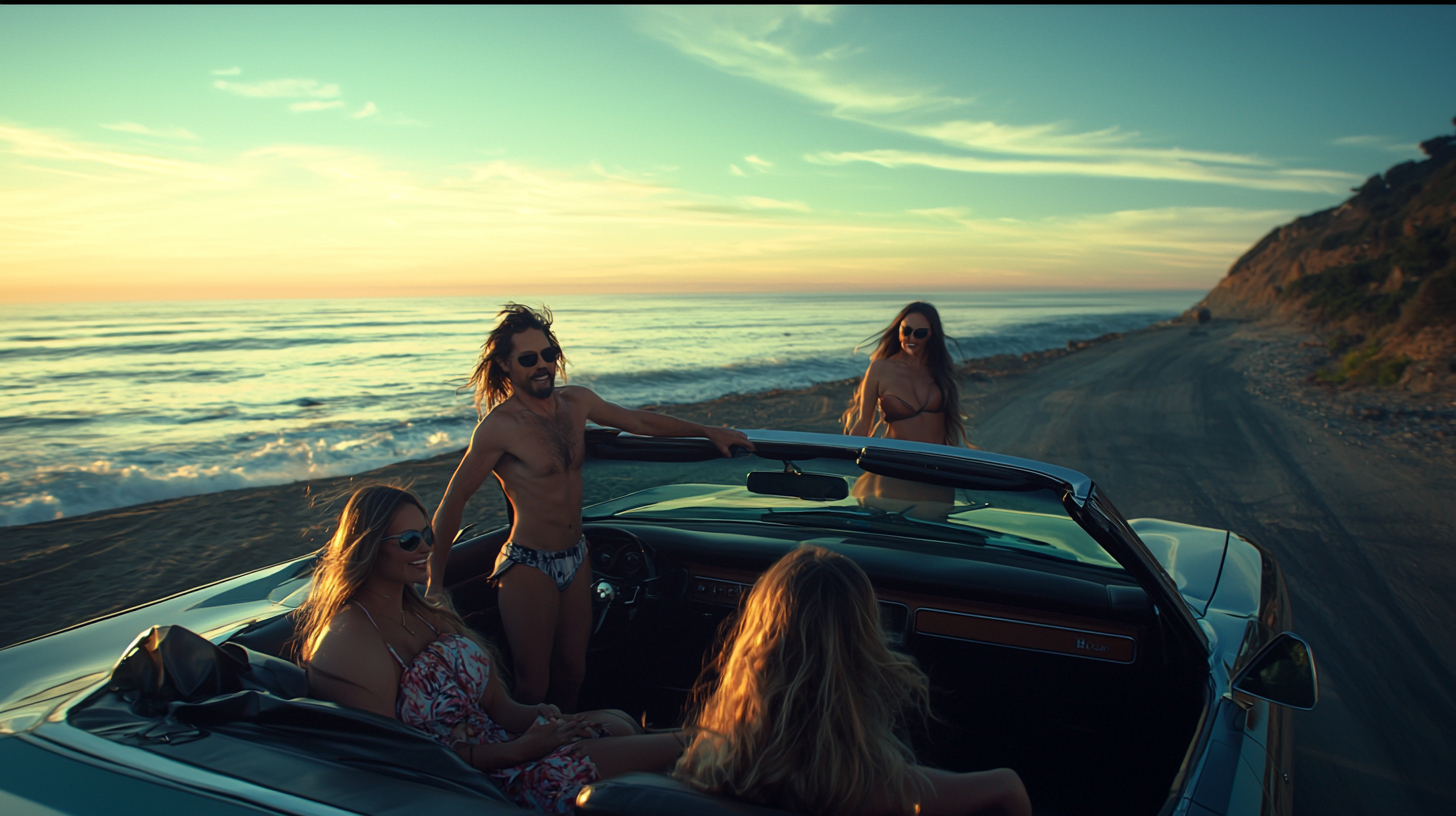 Kid Rock Driving Down Coast With Beautiful Women.