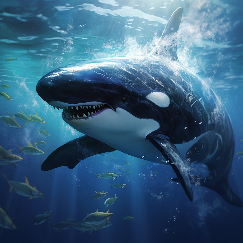 Killer Whale Attacking Shark 3D Stock Photo