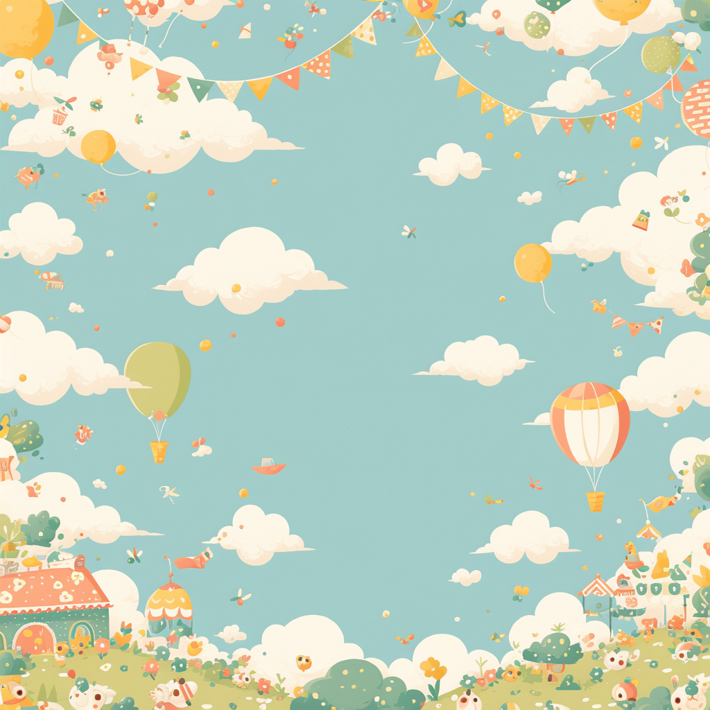 Kindergarten newsletter background with pastel colors and illustrations.