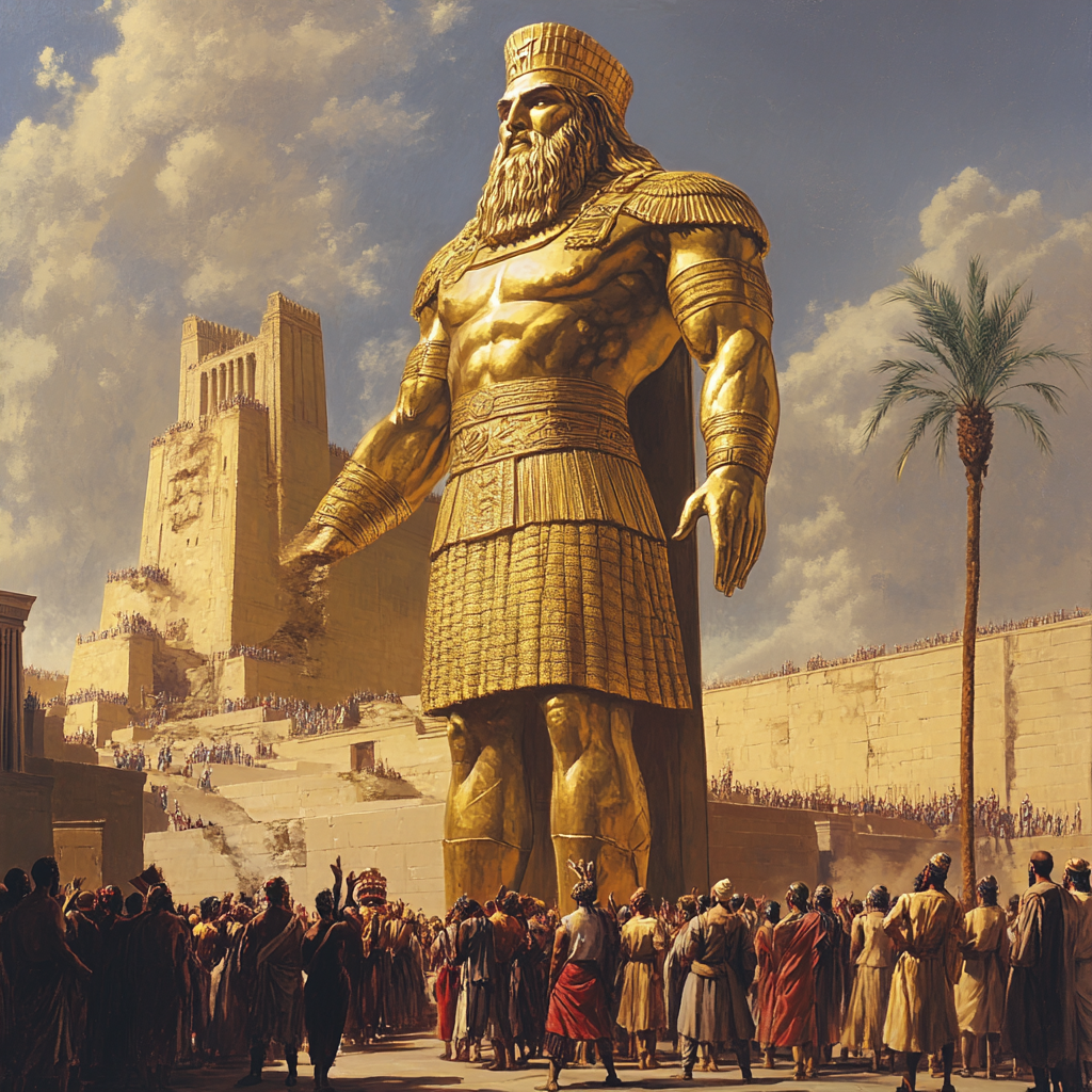 King Nebuchadnezzar's golden statue outside Babylon.